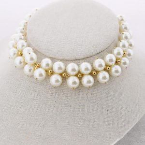 Gargantilha Aço Acabamento Pérola 12mm