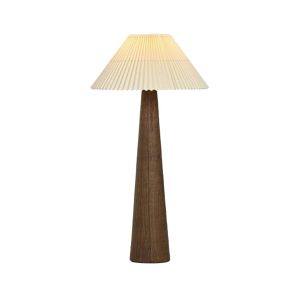 Candeeiro de Chão em Madeira com Abat-jour Plissado